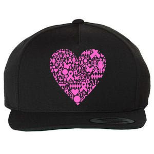 Breast Cancer Unity Heart Mash Up Wool Snapback Cap