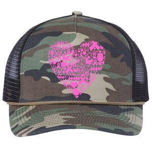 Breast Cancer Unity Heart Mash Up Retro Rope Trucker Hat Cap