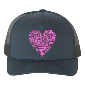 Breast Cancer Unity Heart Mash Up Yupoong Adult 5-Panel Trucker Hat