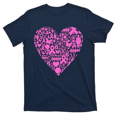 Breast Cancer Unity Heart Mash Up T-Shirt