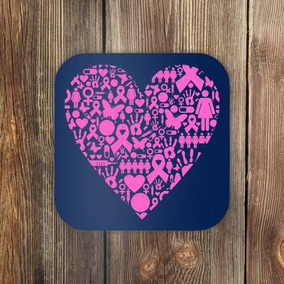 Breast Cancer Unity Heart Mash Up Coaster