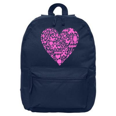 Breast Cancer Unity Heart Mash Up 16 in Basic Backpack