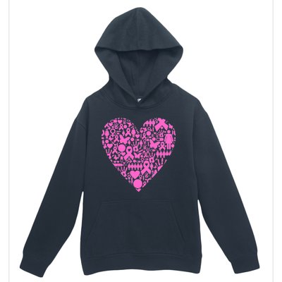 Breast Cancer Unity Heart Mash Up Urban Pullover Hoodie