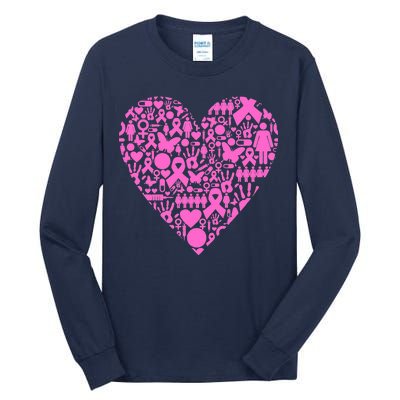 Breast Cancer Unity Heart Mash Up Tall Long Sleeve T-Shirt