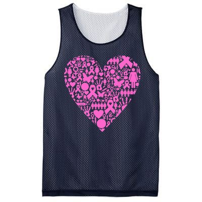 Breast Cancer Unity Heart Mash Up Mesh Reversible Basketball Jersey Tank