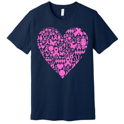 Breast Cancer Unity Heart Mash Up Premium T-Shirt