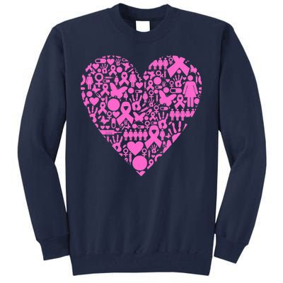 Breast Cancer Unity Heart Mash Up Tall Sweatshirt