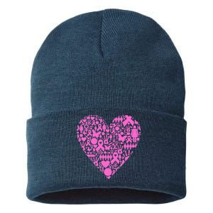 Breast Cancer Unity Heart Mash Up Sustainable Knit Beanie