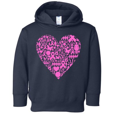 Breast Cancer Unity Heart Mash Up Toddler Hoodie