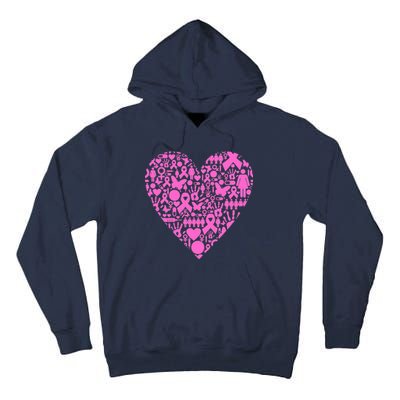 Breast Cancer Unity Heart Mash Up Tall Hoodie