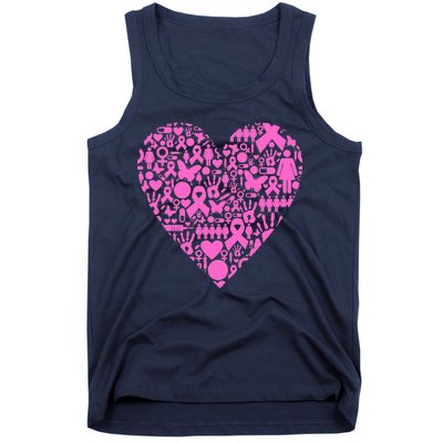 Breast Cancer Unity Heart Mash Up Tank Top