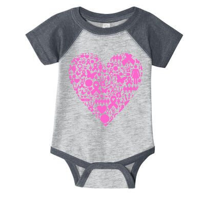 Breast Cancer Unity Heart Mash Up Infant Baby Jersey Bodysuit