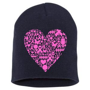 Breast Cancer Unity Heart Mash Up Short Acrylic Beanie