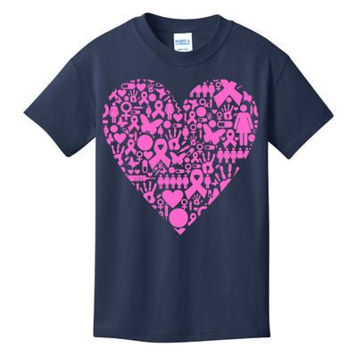 Breast Cancer Unity Heart Mash Up Kids T-Shirt