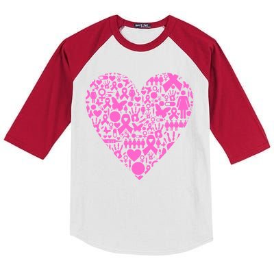 Breast Cancer Unity Heart Mash Up Kids Colorblock Raglan Jersey