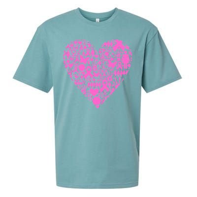 Breast Cancer Unity Heart Mash Up Sueded Cloud Jersey T-Shirt