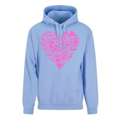 Breast Cancer Unity Heart Mash Up Unisex Surf Hoodie