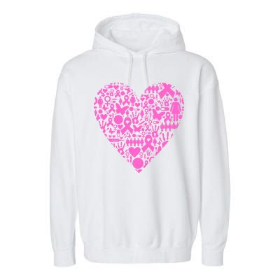 Breast Cancer Unity Heart Mash Up Garment-Dyed Fleece Hoodie