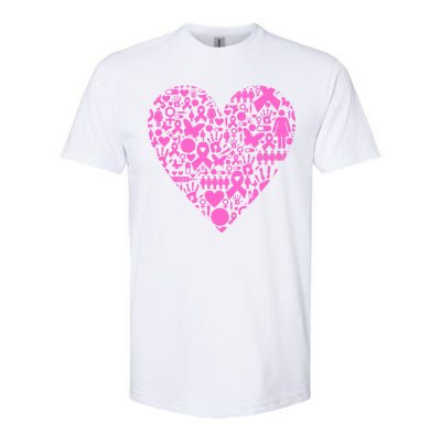 Breast Cancer Unity Heart Mash Up Softstyle® CVC T-Shirt