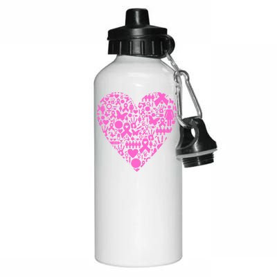 Breast Cancer Unity Heart Mash Up Aluminum Water Bottle