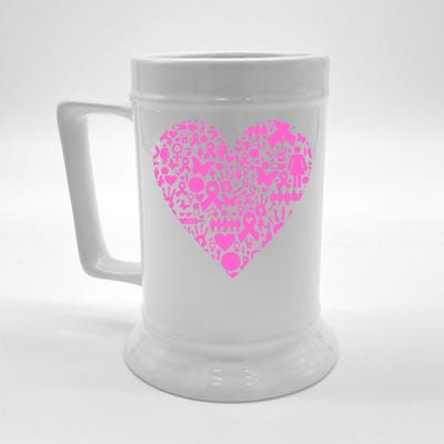 Breast Cancer Unity Heart Mash Up Beer Stein