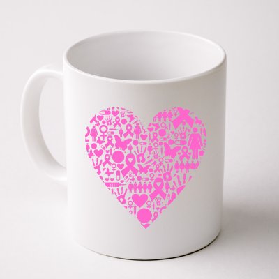 Breast Cancer Unity Heart Mash Up Coffee Mug