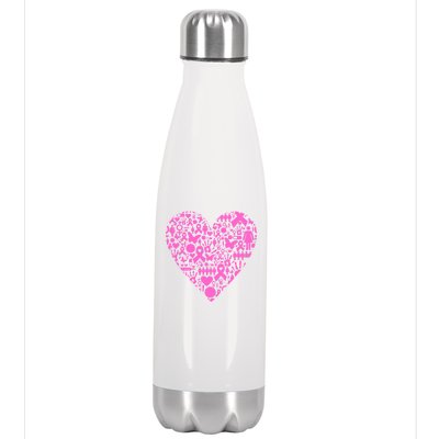 Breast Cancer Unity Heart Mash Up Stainless Steel Insulated Water Bottle