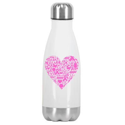 Breast Cancer Unity Heart Mash Up Stainless Steel Insulated Water Bottle