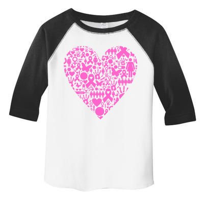 Breast Cancer Unity Heart Mash Up Toddler Fine Jersey T-Shirt