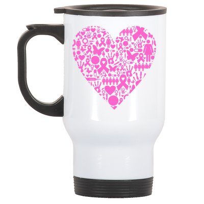 Breast Cancer Unity Heart Mash Up Stainless Steel Travel Mug