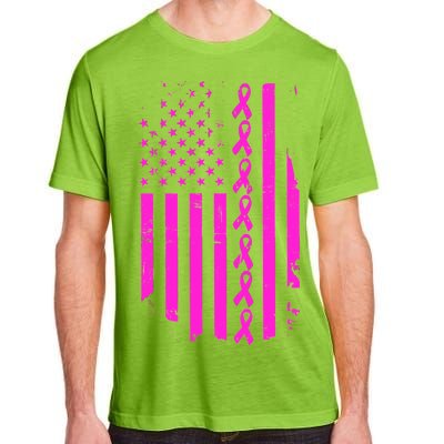 Breast Cancer USA Ribbon Flag Adult ChromaSoft Performance T-Shirt