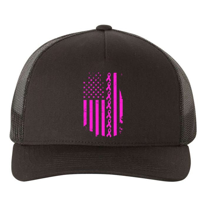 Breast Cancer USA Ribbon Flag Yupoong Adult 5-Panel Trucker Hat