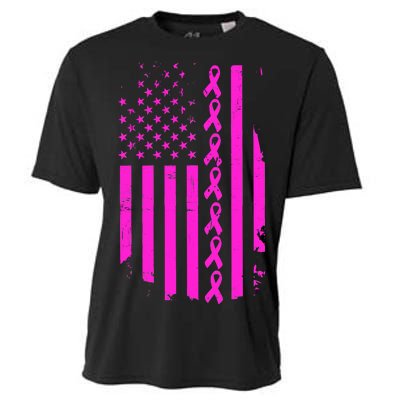 Breast Cancer USA Ribbon Flag Cooling Performance Crew T-Shirt