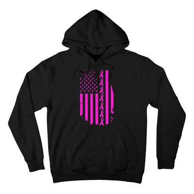 Breast Cancer USA Ribbon Flag Hoodie