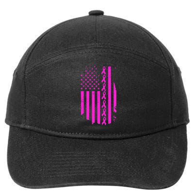 Breast Cancer USA Ribbon Flag 7-Panel Snapback Hat