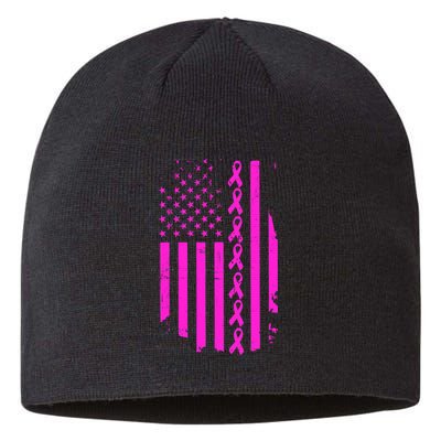 Breast Cancer USA Ribbon Flag Sustainable Beanie