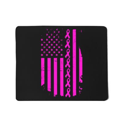 Breast Cancer USA Ribbon Flag Mousepad