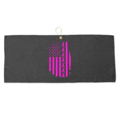 Breast Cancer USA Ribbon Flag Large Microfiber Waffle Golf Towel