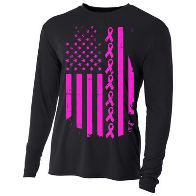 Breast Cancer USA Ribbon Flag Cooling Performance Long Sleeve Crew