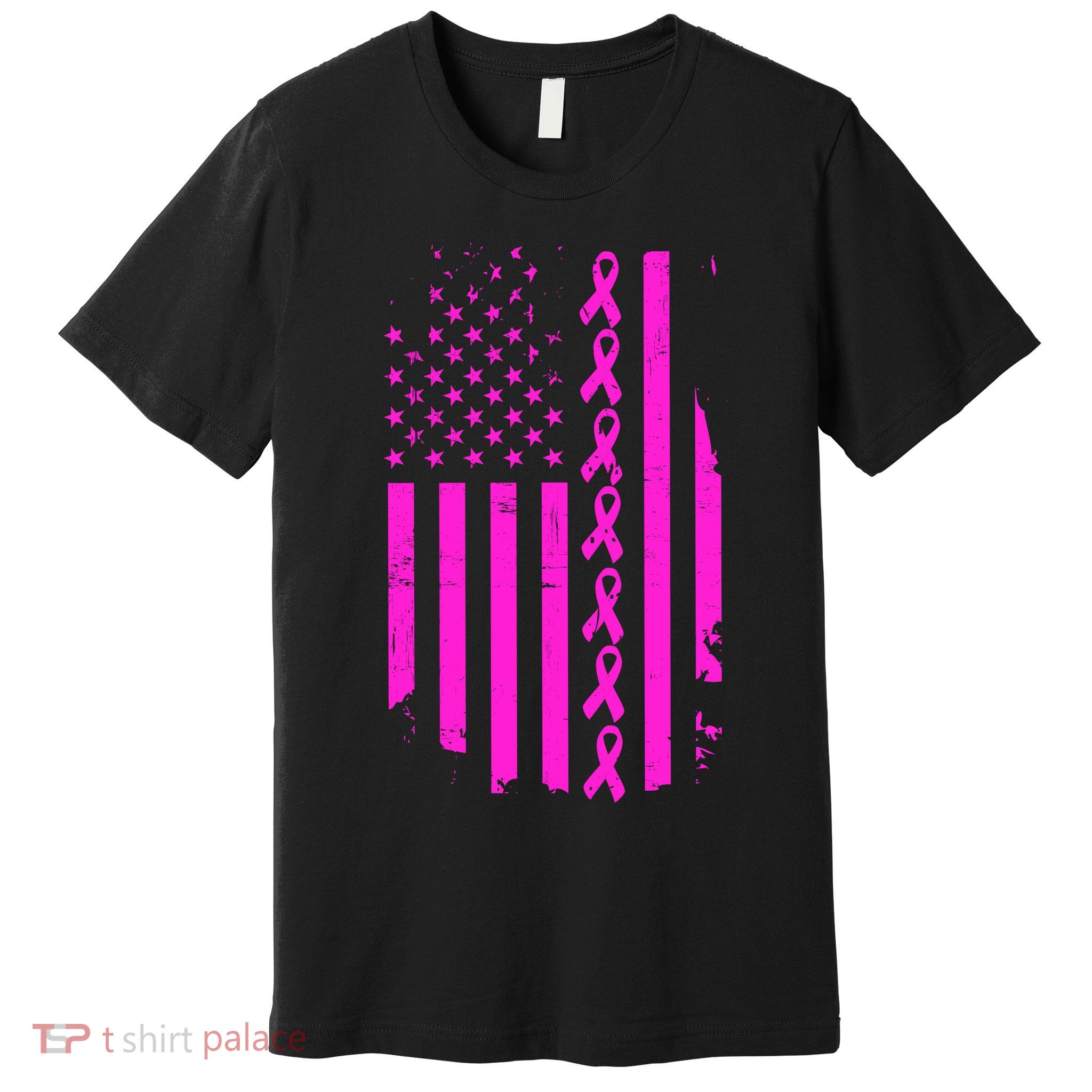 Breast Cancer USA Ribbon Flag Premium T-Shirt