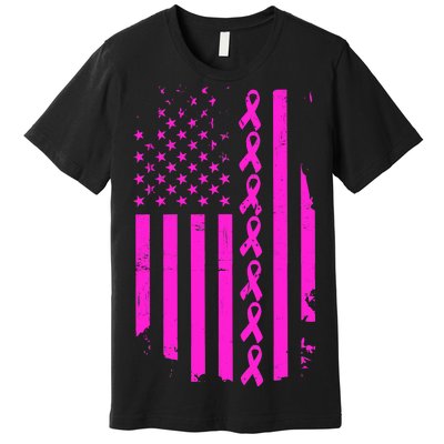 Breast Cancer USA Ribbon Flag Premium T-Shirt