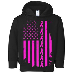 Breast Cancer USA Ribbon Flag Toddler Hoodie