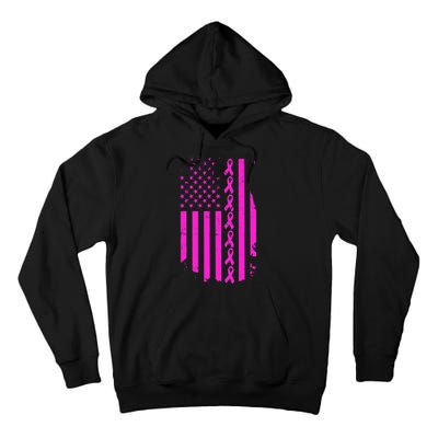 Breast Cancer USA Ribbon Flag Tall Hoodie