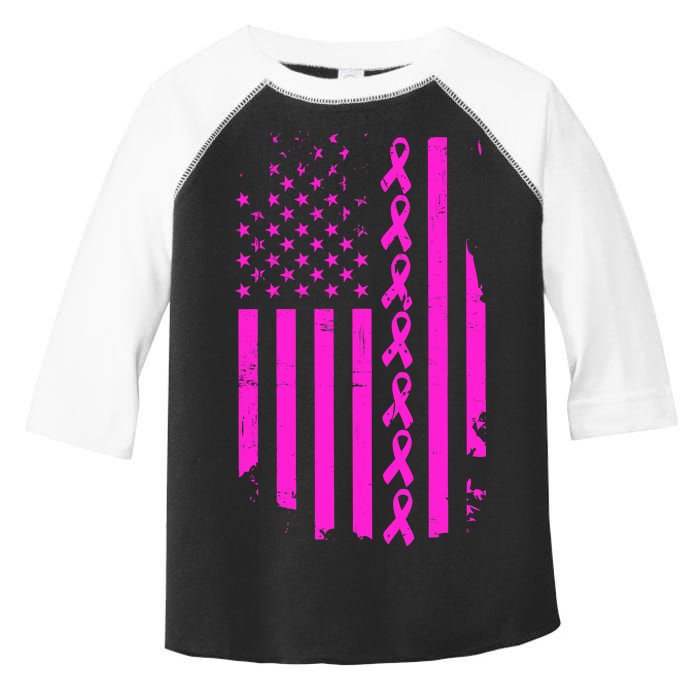 Breast Cancer USA Ribbon Flag Toddler Fine Jersey T-Shirt