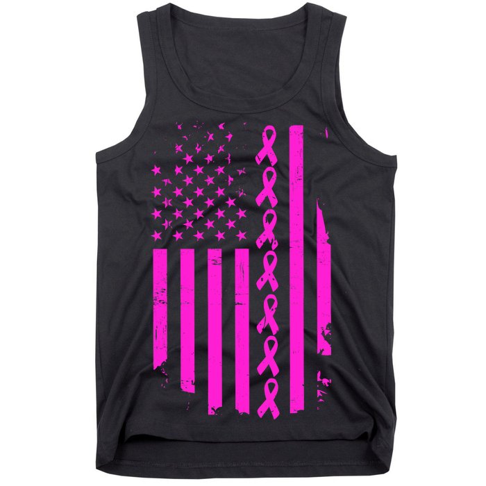 Breast Cancer USA Ribbon Flag Tank Top