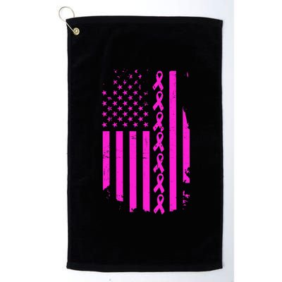 Breast Cancer USA Ribbon Flag Platinum Collection Golf Towel