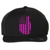 Breast Cancer USA Ribbon Flag Wool Snapback Cap