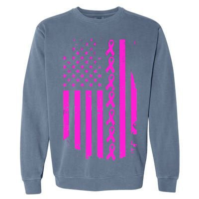 Breast Cancer USA Ribbon Flag Garment-Dyed Sweatshirt