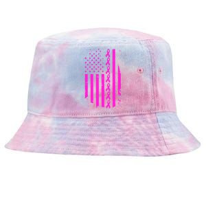 Breast Cancer USA Ribbon Flag Tie-Dyed Bucket Hat