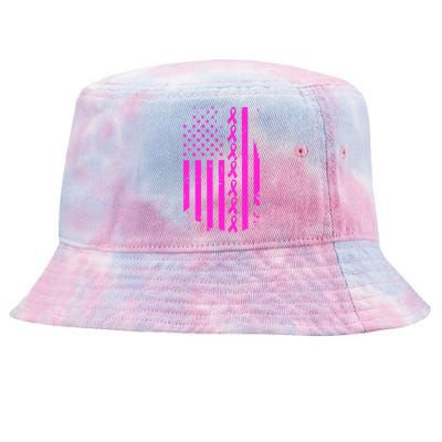 Breast Cancer USA Ribbon Flag Tie-Dyed Bucket Hat